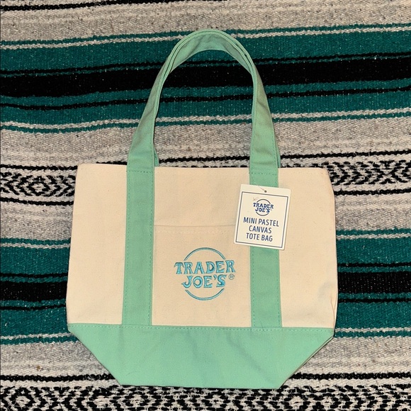 Trader Joe's *NWT* Mini Pastel Canvas Tote Bags, Bundle of 2 - Picture 2 of 11